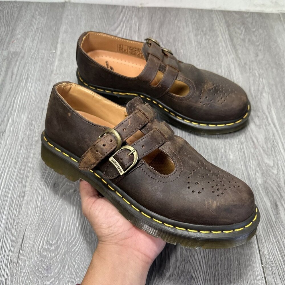 DR. MARTENS 8065 MARY JANE CRAZY HORSE WOMENS SHOES Sz 8  EU 39 BROWN